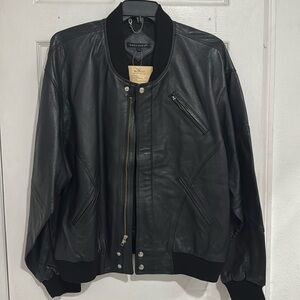 Vintage Brand New black nappa lamb leather bomber jacket for Men L 、First sample